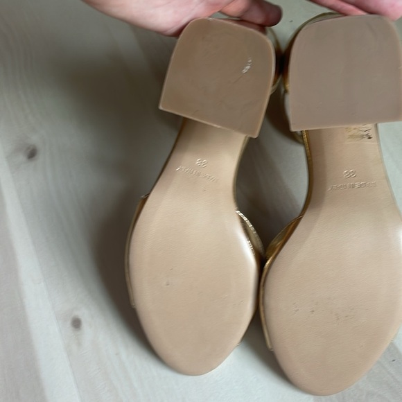 TWO TWIN HEARTS kristy ankle strap block heel in gold - Picture 6 of 12